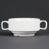 Olympia Whiteware Soup Bowls With Handles 400ml (Pack of 6)