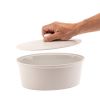 Olympia Whiteware Oval Casserole Dish with Lid 2.2Ltr