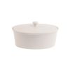 Olympia Whiteware Oval Casserole Dish with Lid 2.2Ltr