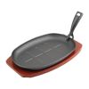 Olympia Cast Iron Oval Sizzler with Wooden Stand 280mm