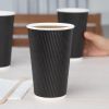 Fiesta Recyclable Ripple Wall Takeaway Coffee Cups Black 455ml / 16oz