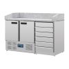 Polar G-Series Double Door Pizza Counter with Granite Top and Dough Drawers