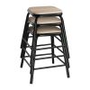 Bolero Cantina Low Stools with Wooden Seat Pad Black (Pack of 4)