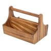 T&G Woodware Acacia Wood Condiment Basket with Handle