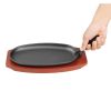 Olympia Cast Iron Oval Sizzler with Wooden Stand 240mm