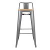 Bolero Bistro Backrest High Stools with Wooden Seat Pad Gun Metal (Pack of 4)