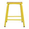 Bolero Cantina Low Stools with Wooden Seat Pad Yellow (Pack of 4)