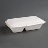 Fiesta Compostable Bagasse Hinged 2-Compartment Food Containers 253mm (Pack of 200)