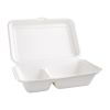 Fiesta Compostable Bagasse Hinged 2-Compartment Food Containers 253mm (Pack of 200)