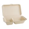 Fiesta Compostable Bagasse Two-Compartment Hinged Food Containers Natural Colour 253mm (Pack of 200)