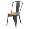 Bolero Bistro Side Chairs with Wooden Seat Pad Gun Metal (Pack of 4)