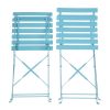 Bolero Pavement Style Steel Chairs Seaside Blue (Pack of 2)
