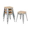 Bolero Bistro Low Stools with Wooden Seat Pad Galvanised Steel (Pack of 4)