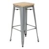 Bolero Bistro High Stools with Wooden Seat Pad Galvanised Steel (Pack of 4)
