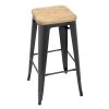 Bolero Bistro High Stools with Wooden Seat Pad Gun Metal (Pack of 4)