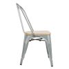 Bolero Bistro Side Chairs with Wooden Seat Pad Galvanised Steel (Pack of 4)