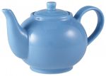 Genware Porcelain Blue Teapot 45cl/15.75oz - Pack of 6