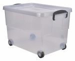 Storage Box 60L W/ Clip Handles On Wheels - Pack of 4