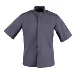 Southside Band Collar Chefs Jacket Charcoal