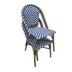 Bolero Parisian Style Rattan Side Chair Blue (Pack of 2)