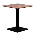 Square Dining Table with Turin Metal Base Laminate Planked Oak Effect