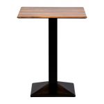 Square Poseur Table with Turin Metal Base Laminate Planked Oak Effect