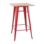Bolero Bistro Bar Table with Wooden Top Red (Single)