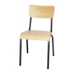 Bolero Cantina Side Chairs with Wooden Seat Pad and Backrest Metallic Grey (Pack of 4)