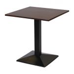 Turin Metal Base Pedestal Square Table with Dark Wood Top 700x700mm