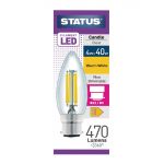 Status Filament LED Candle BC Warm White Light Bulb 4/40w