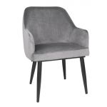Bolero Lia Velvet Effect Chairs Grey (Set of 2)
