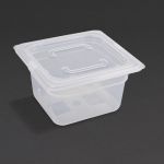 Vogue Polypropylene 1/6 Gastronorm Container with Lid 100mm (Pack of 4)