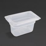Vogue Polypropylene 1/9 Gastronorm Container with Lid 100mm (Pack of 4)