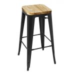 Bolero Bistro High Stools with Wooden Seat Pad Black (Pack of 4)