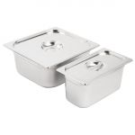 Vogue Stainless Steel Gastronorm Tray Set 1/3 and 2/3 with Lids