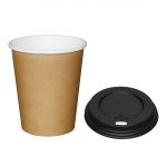 Special Offer Fiesta Recyclable Brown 225ml Hot Cups and Black Lids (Pack of 1000)