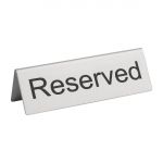 Olympia Brushed Steel Reserved Table Sign (Pack of 10)