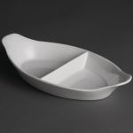 Olympia Whiteware Divided Oval Eared Dishes 290x 160mm (Pack of 6)