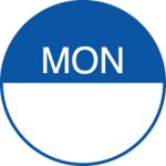 Round Day Dot Labels Monday (Blue)
