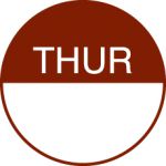 Round Day Dot Labels Thursday (Brown)