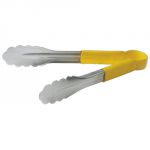 Stainless Steel Colour Coded Tongs Yellow Handle 12 inch