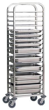 Stainless Steel 1/1 (530mm x 325mm) Gastronorm Trolley 14 Tier