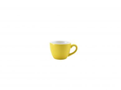 Genware Porcelain Yellow Bowl Shaped Cup 9cl/3oz - Pack of 6