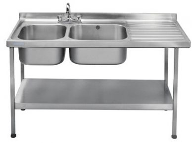 Double Bowl Sink Single Right Drainer (1500mm x 600mm x 875mm)