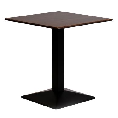 Square Dining Table with Turin Metal Base Laminate Walnut Effect