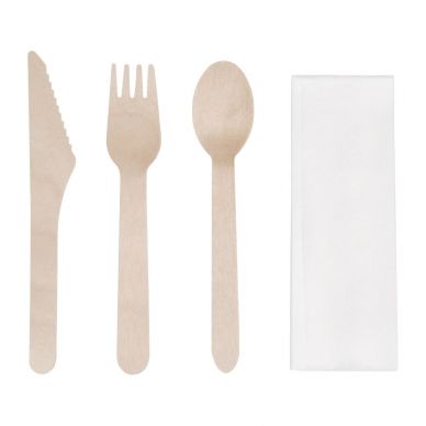 Fiesta Compostable Wooden Cutlery Meal Pack (Pack of 250)