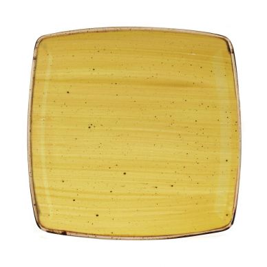 Churchill Stonecast Deep Square Plate Mustard Seed Yellow 260mm (Pack of 6)