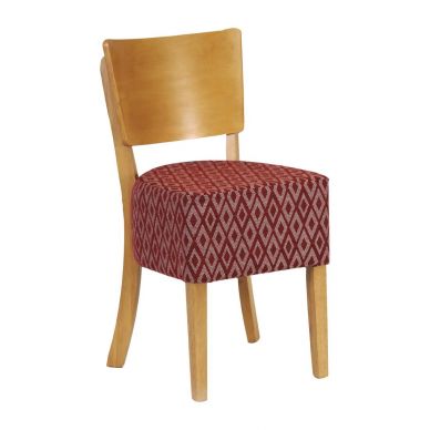 Asti Padded Soft Oak Dining Chair with Red Diamond Deep Padded Seat and Back (Pack of 2)