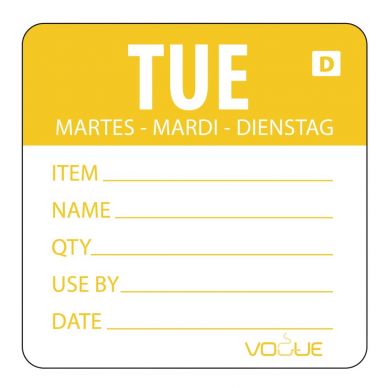 Vogue Dissolvable Day of the Week Labels Tuesday (Pack of 250)