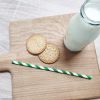 Fiesta Compostable Bendy Paper Straws Green Stripes (250 Pack)